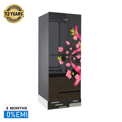 Picture of VISION Glass Door Top Mount Refrigerator RE-180 Liter Mirror Red Ribbon