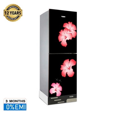 Picture of VISION Glass Door Bottom Mount Refrigerator RE-185 Liter Mirror Jaba Flower