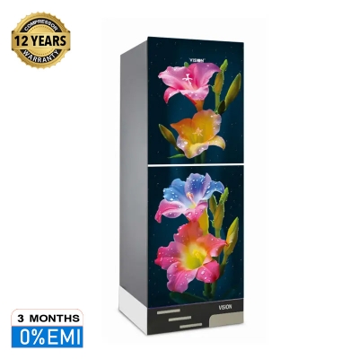 Picture of VISION Glass Door Refrigerator RE-222 Liter Colorful Lily Top Mount