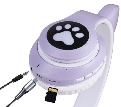 Picture of Cat Ear Wireless Bluetooth Headphones STN-28 - RGB LED - Foldable Gaming Headset with Mic & TF Card Support for PC, Laptop, Computer &Mobile Phone