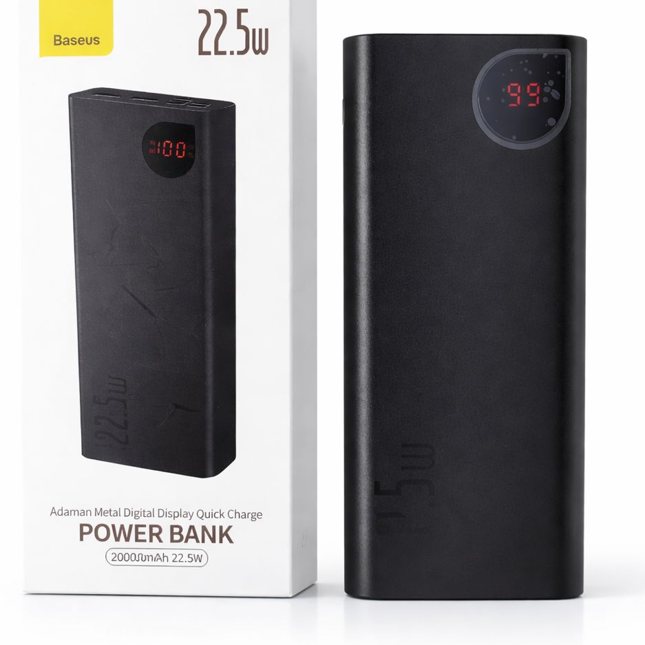 Picture of Baseus Adaman 20000mAh Metal Power Bank 22.5W Fast Charging | LED Display | USB-C & Dual USB Output Black