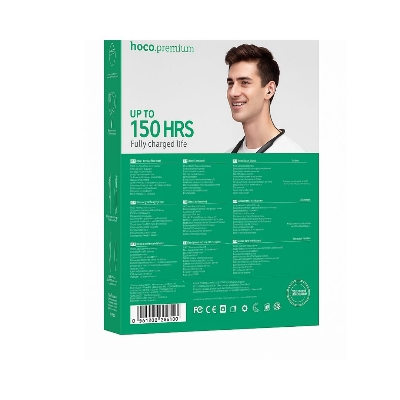 Picture of Hoco ES62 Plus Bluetooth Neckband Earphones | 150 Hours Battery Life | Wireless Sports Headset with Mic Black