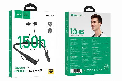 Picture of Hoco ES62 Plus Bluetooth Neckband Earphones | 150 Hours Battery Life | Wireless Sports Headset with Mic Black