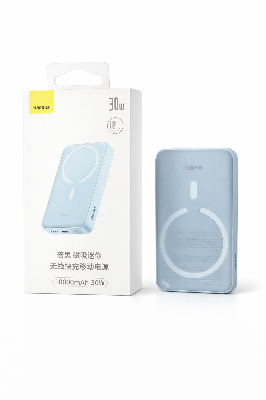 Picture of BASEUS 10000mAh Magnetic Wireless Power Bank 30W Fast Charging | USB-C White