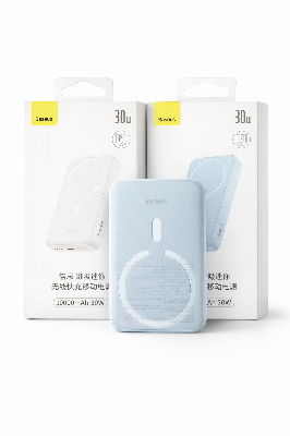 Picture of BASEUS 10000mAh Magnetic Wireless Power Bank 30W Fast Charging | USB-C White