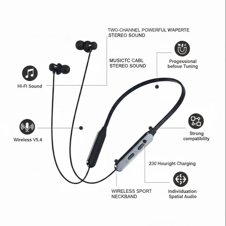 Picture of Expert EPN-24 Wireless Neckband - 230 Hours Standby | ENC Noise Cancellation | Magnetic Sports Headset with Super Bass Black