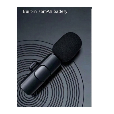 Picture of K8 Wireless Microphone for Mobile | Noise Reduction Lavalier Mic with Built-in Battery for Vlog & Live Streaming Black