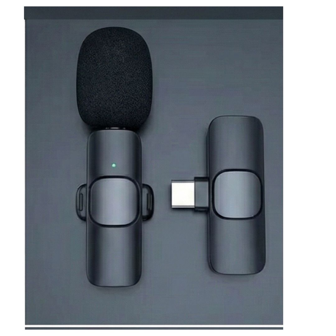 Picture of K8 Wireless Microphone for Mobile | Noise Reduction Lavalier Mic with Built-in Battery for Vlog & Live Streaming Black