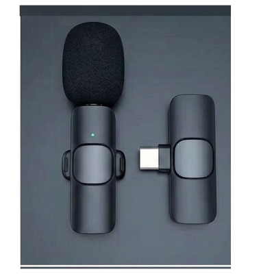 Picture of K8 Wireless Microphone for Mobile | Noise Reduction Lavalier Mic with Built-in Battery for Vlog & Live Streaming Black