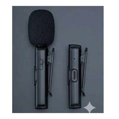 Picture of K8 Wireless Microphone for Mobile | Noise Reduction Lavalier Mic with Built-in Battery for Vlog & Live Streaming Black