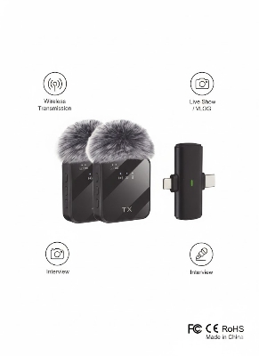 Picture of F15-2 Wireless Microphone Dual Lavalier | Noise Reduction Mic for Vlog, Interview & Live Streaming 