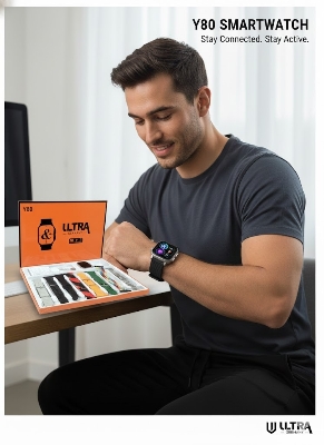 Picture of Y80 Ultra Smart Watch with 8+1 Straps | Full Touch Display, Bluetooth Calling & Fitness Tracker Multicolor
