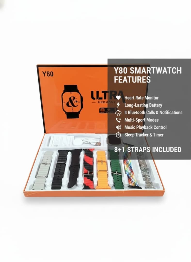 Picture of Y80 Ultra Smart Watch with 8+1 Straps | Full Touch Display, Bluetooth Calling & Fitness Tracker Multicolor