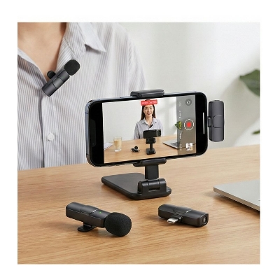 Picture of K9 Wireless Dual Lavalier Microphone for Mobile | Noise Reduction Mic for Vlog, Interview & Live Streaming Black