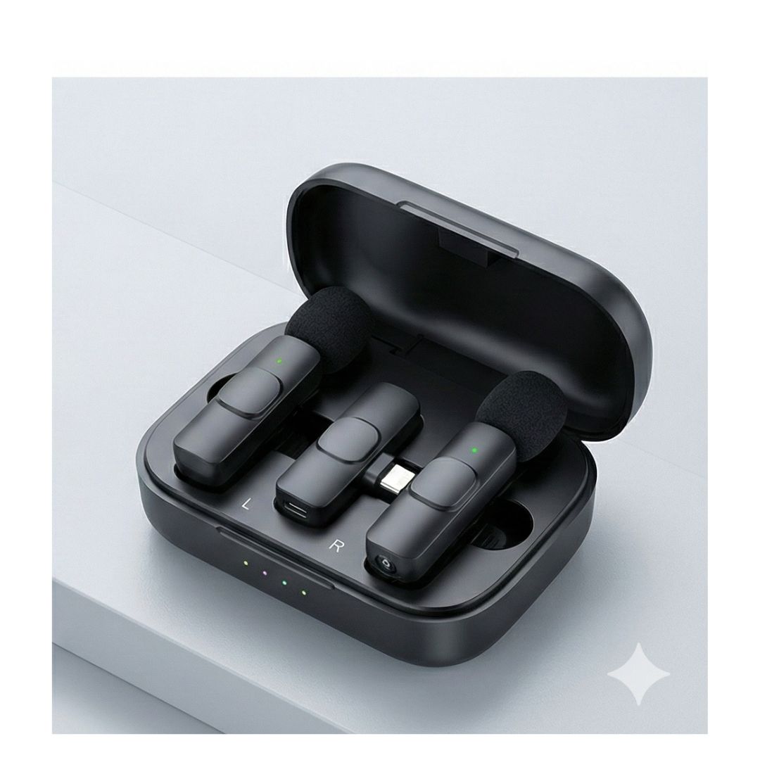 Picture of K9 Wireless Dual Lavalier Microphone for Mobile | Noise Reduction Mic for Vlog, Interview & Live Streaming Black