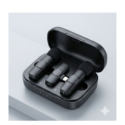 Picture of K9 Wireless Dual Lavalier Microphone for Mobile | Noise Reduction Mic for Vlog, Interview & Live Streaming Black