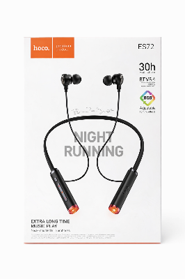 Picture of HOCO ES72 Benevolent Wireless Neckband Earphones - Bluetooth 5.4 - 30 Hours Playtime - 200mAh Battery - RGB Night Light - Magnetic Design - Type-C Charging Black