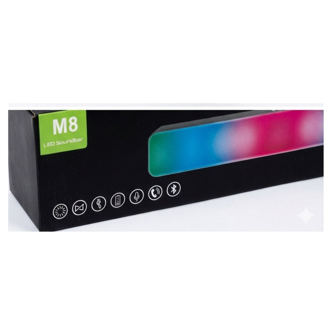 Picture of M8 Portable LED Soundbar - Wireless Bluetooth Speaker - RGB Lighting - High Bass Stereo for PC/TV/Mobile - Handsfree Calling 