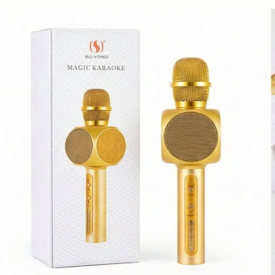 Picture of Magic Karaoke Wireless Bluetooth Microphone Speaker | Portable Karaoke Mic with Echo & Bass Gold