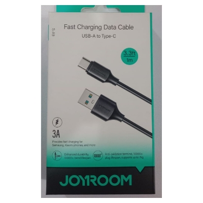 Picture of Joyroom S-A9 USB-A to Type-C Fast Charging Data Cable - 3A High Speed - 3.3ft (1m) Durable Charging Cord for Samsung, Xiaomi & More Black