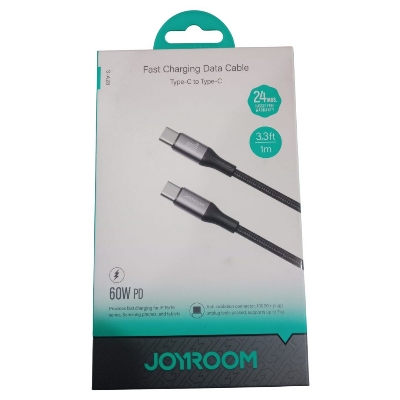Picture of Joyroom S-A28 60W PD Fast Charging Data Cable Type-C to Type-C - 1m (3.3ft) Braided Cable for iPhone 15/16 Series, Samsung & Tablets 