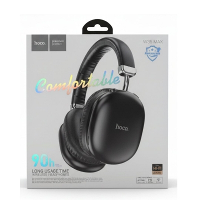 Picture of HOCO W35 Max Wireless Bluetooth Headphones | 90H Battery Backup | Hi-Fi Stereo Sound | Comfortable Over-Ear Headset Black
