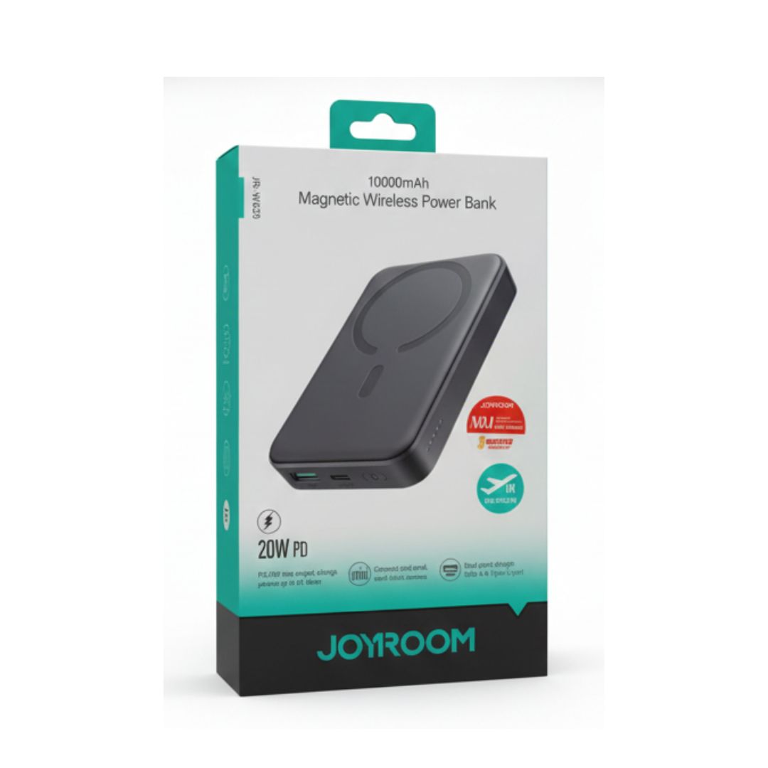 Picture of JOYROOM 10000mAh Magnetic Wireless Power Bank | 20W PD Fast Charging | MagSafe Compatible | Type-C & USB Output Black