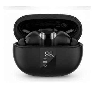 Picture of HOCO EQ26 ANC+ENC TWS Wireless Bluetooth 5.4 Earbuds with Noise Cancellation, 4-Mic ENC, LED Display Charging Case & Deep Bass Stereo Sound Black