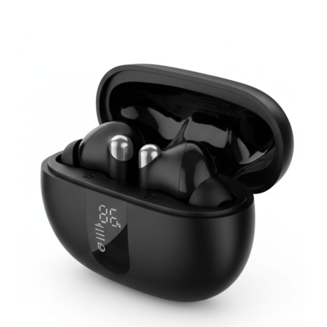 Picture of HOCO EQ26 ANC+ENC TWS Wireless Bluetooth 5.4 Earbuds with Noise Cancellation, 4-Mic ENC, LED Display Charging Case & Deep Bass Stereo Sound Black