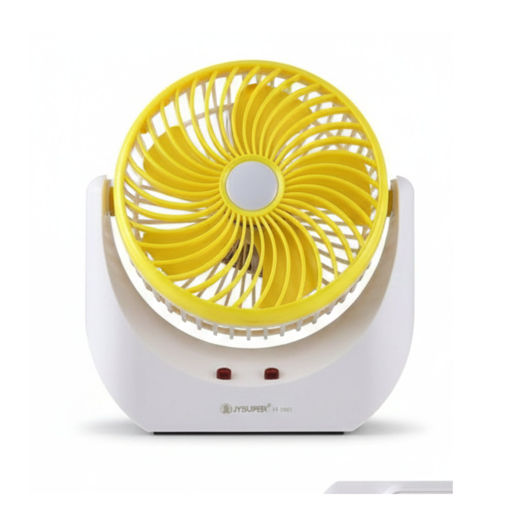 Picture of JYSUPER JY-1881 Portable Rechargeable Mini Fan with LED Light – Strong Wind, USB Charging, Adjustable Desktop Fan for Home & Office Multicolor