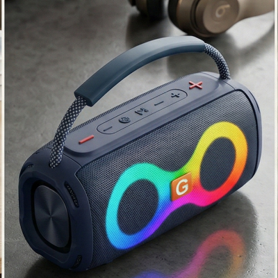 Picture of ET-312 Portable Wireless Bluetooth Speaker – Double Horn Heavy Bass, RGB LED Party Lights, FM Radio, USB/TF Card Supported (Black) 