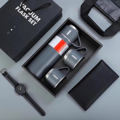 Picture of Stainless Steel Flask Set with 3 Cups – 500ml (Dark Ash)