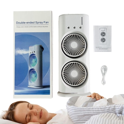 Picture of Rechargeable Dual-Head Mist Fan – Remote Controlled Comfort Anywhere | MNK SHOP (White)