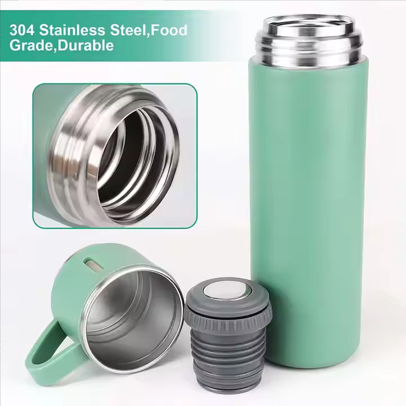 Picture of 500ml Durable Vacuum Flask with 3 Mugs (Green)