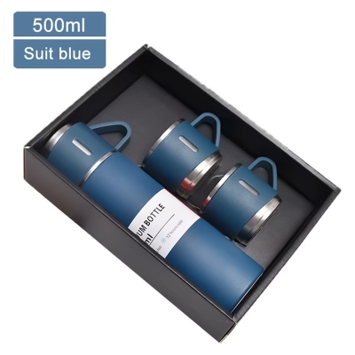 Picture of Hot & Cold Flask 500ml with 3 Cups (Blue)
