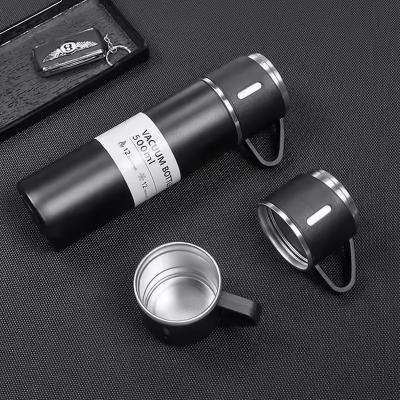 Picture of 500ml Flask with 3 Multi-Purpose Cups (Black)
