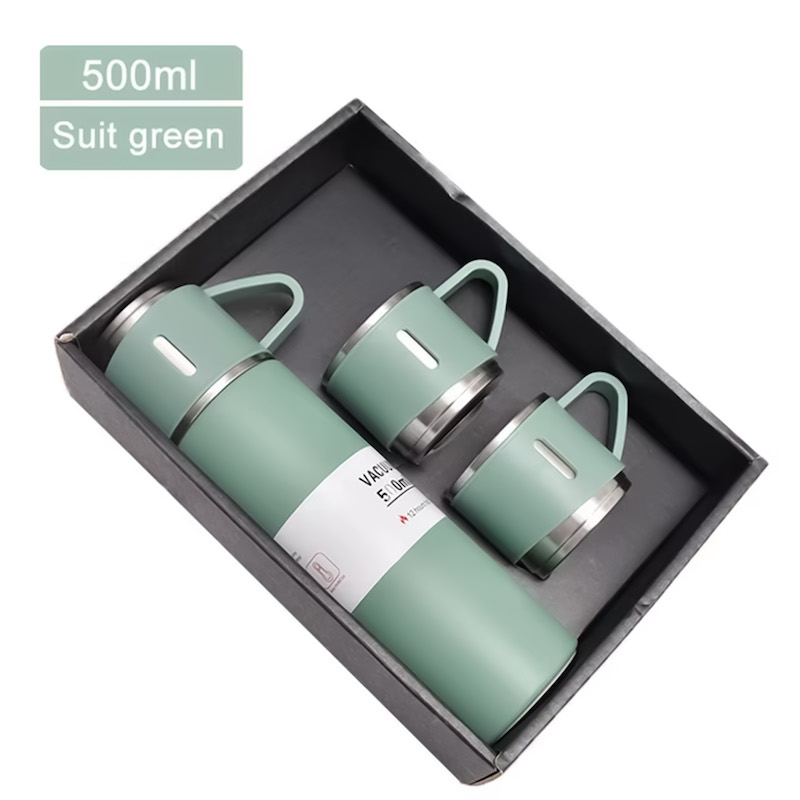 Picture of 500ml Flask with 3 Cup Settlement for Daily Use (Green)