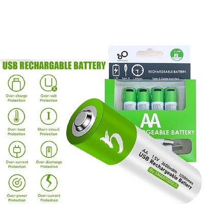 Picture of 🔋 SmartTools RB40 AA 1.5V 2600mAh Rechargeable Battery – 4pcs Set (Green)