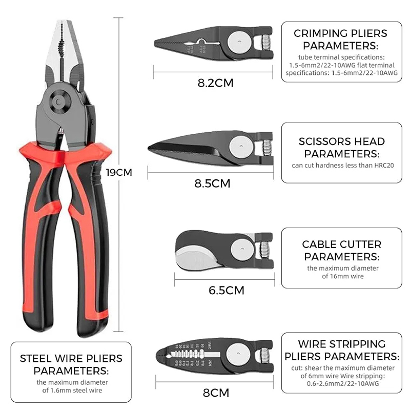 Picture of EAFIXS 5 Head Plier 5-In-1 Multifunctional Wire Stripper, Combination Interchangeable Pliers Kit, Wire Stripper, Wire Crimping Tool, Linesman Pliers, Cable Cutter, Electricians Scissor with Storage Case (Black)
