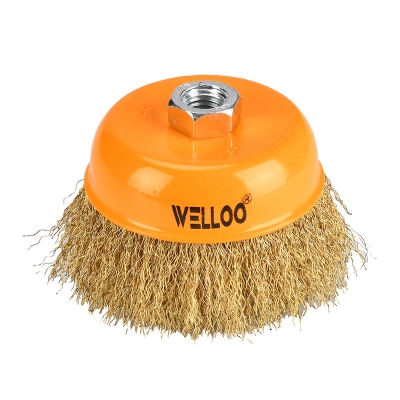 Picture of 🔧 WELLOO 3" Inch Copper Wire Cup Brush – WCC12075 (Gold)