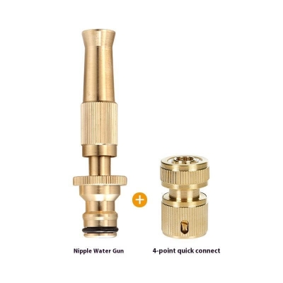 Picture of Manufacturer-Supplied High-Pressure Direct Spray Water Gun Copper Nozzle for Household Car Wash High-Powered Garden Water Jet (Gold)