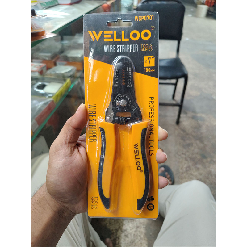 Picture of 🔧 WELLOO 7-Inch Multi-Purpose Wire Stripper | Professional Electrical Hand Tool – WSP0701 (Yellow)