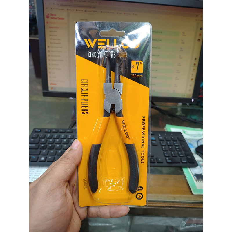 Picture of 🔧 WELLOO 7-Inch Internal Bent Circlip Pliers | Heavy Duty Snap Ring Plier Hand Tool – CCP21703 (Yellow)