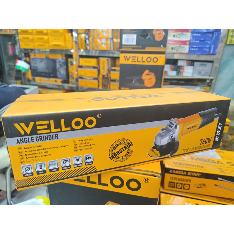 Picture of Dingqi 760W 100mm Electric Mini Angle Grinder Model Power Electric Angle Grinder-AGD63100A (Yellow)