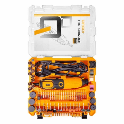 Picture of DINGQI Mini Drill Machine Dremel Drills Rotary DIY Tools Set 185W Die Grinder DIY Tool Variable Speed Mini Hand Grinder-JJ01018 (Yellow)