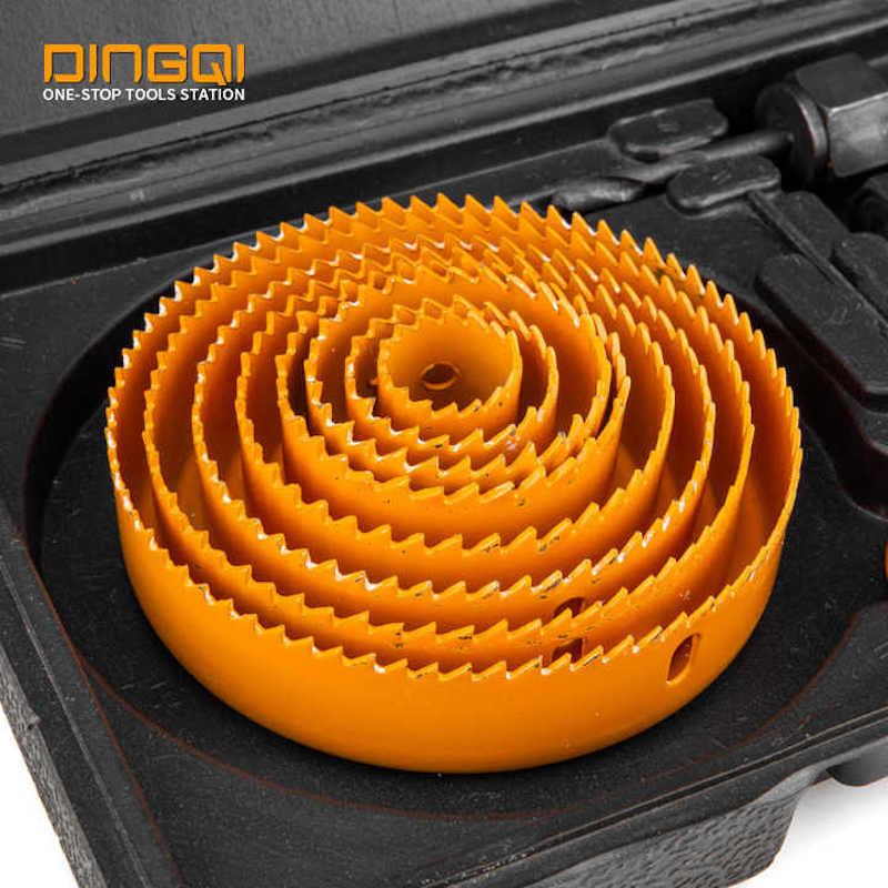 Picture of 🛠️ Dmax Power 16PCS High Carbon Steel Hole Saw Kit – Perfect for Wood & DIY Projects (Yellow)