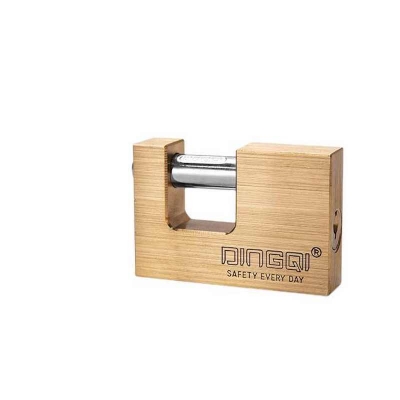 Picture of Dingqi Top Security Rectangular Lock Three Side Dotted Computer Key Brass Padlock Copper Lock OEM Acceptable 90mm,or Custom-151190 (Gold)
