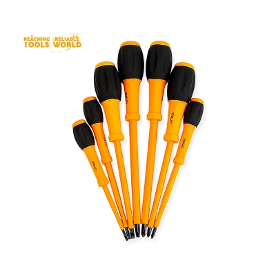 Picture of DINGQI 7PCS Insulated Screwdriver Set – Model 68007 – Professional Electrical Hand Tool Kit (Yellow)