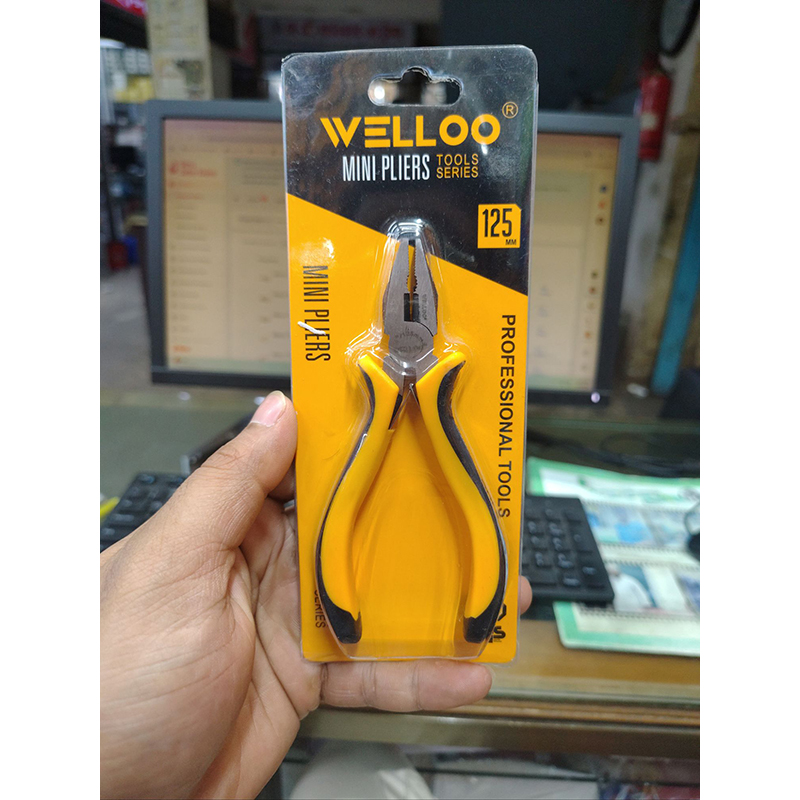 Picture of 🔧 WELLOO 5-Inch Mini Combination Pliers | Multi-Purpose Hand Tool – MCP04501 (Yellow)