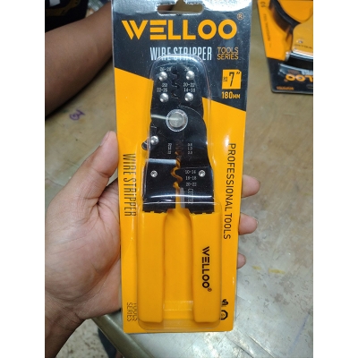 Picture of 🔧 WELLOO 7-Inch Wire Stripper & Mini Punch | Multi-Purpose Electrical Hand Tool – WSP0703 (Yellow)